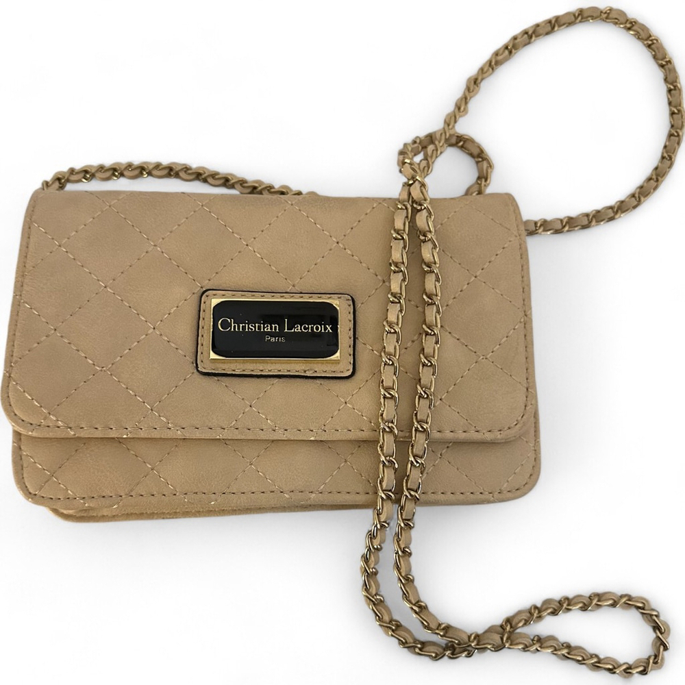 Women's Christian Lacroix Beige Quilted Small Shoulder Bag